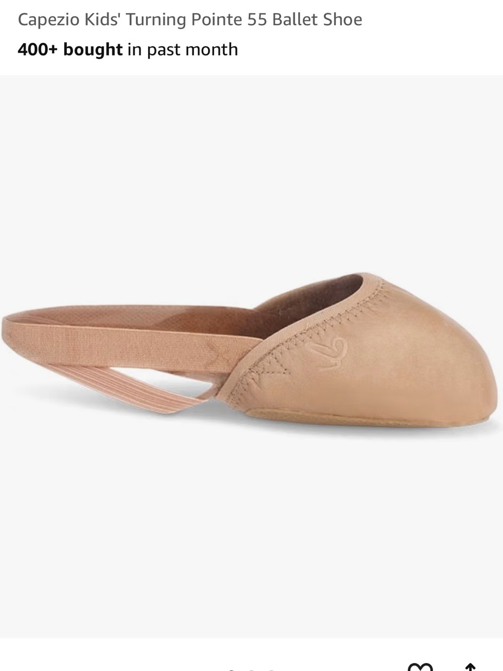 Capezio Ballet Half-Sole Slip-On in Nude Tan Size 1-3 XL Kids